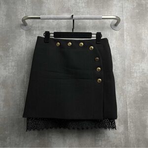 🚩steal Authentic Givenchy Black Mini Skirt with Gold Buttons